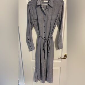 Equipment blue checkered silk shirt dress